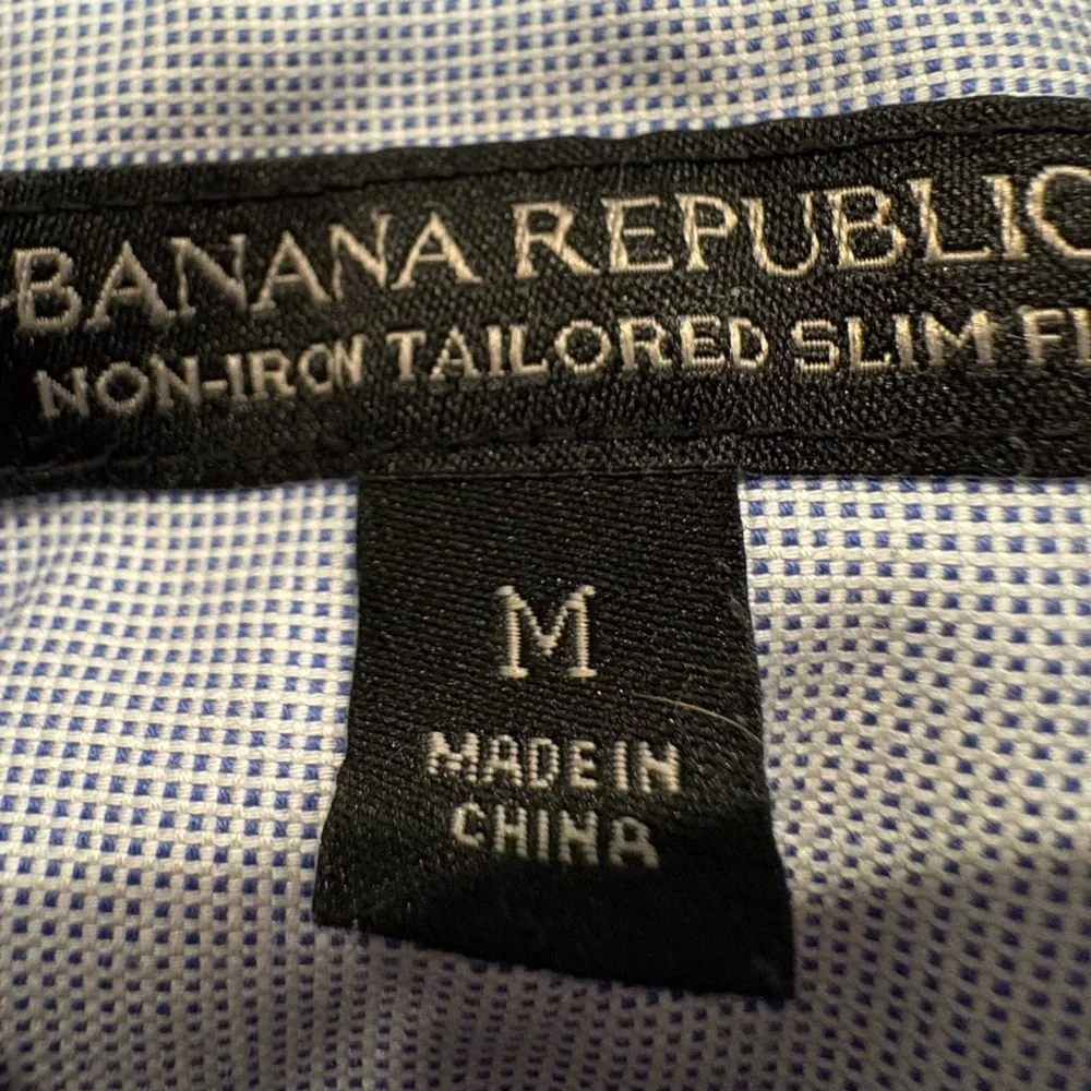 Banana Republic Orange and Blue Check Button-Down Non Iron Tailored Shirt Med